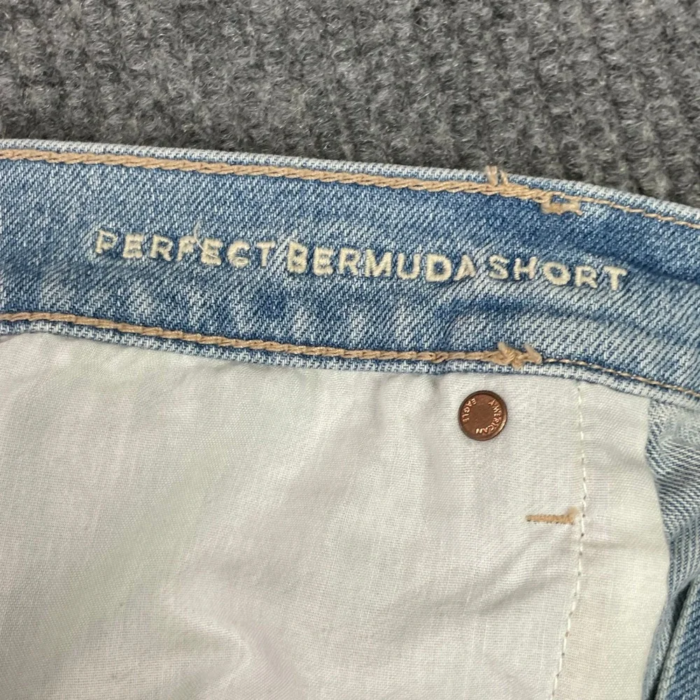 American Eagle Denim Shorts Women 16 Blue Strigid High Rise Raw Hem Distressed